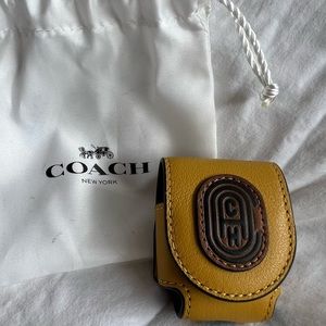 NWOT Coach Mustard AirPod case with Dust Bag